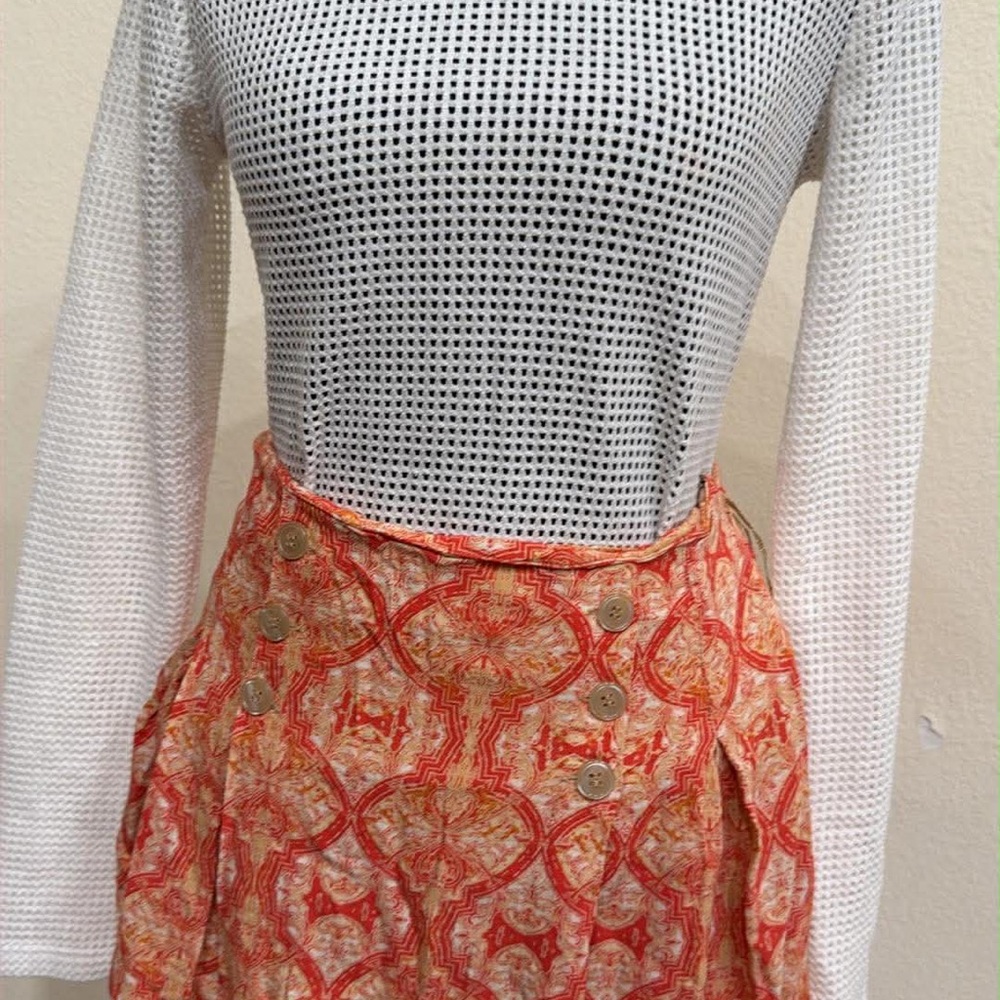 Free People Beige and Red Patterned Dress